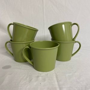 MCM vintage green melamine plastic coffee tea cup mug 
Lot of 5